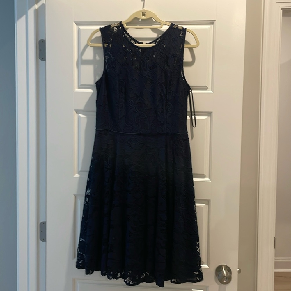 Tahari navy blue lace dress